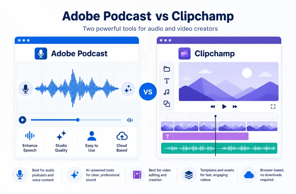 Adobe Podcast vs Clipchamp: Which Is Better for Cleaning Up Noisy Voice Audio?