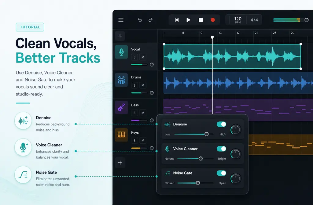 How to Remove Background Noise in BandLab: Denoise vs Voice Cleaner vs Noise Gate, Best Order, and When to Clean the Exported File Online