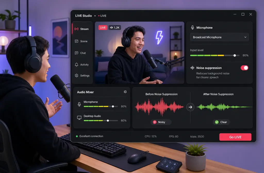 How to Remove Background Noise in TikTok LIVE Studio: Noise Suppression, Echo Fixes, and When to Clean the Recording After Export