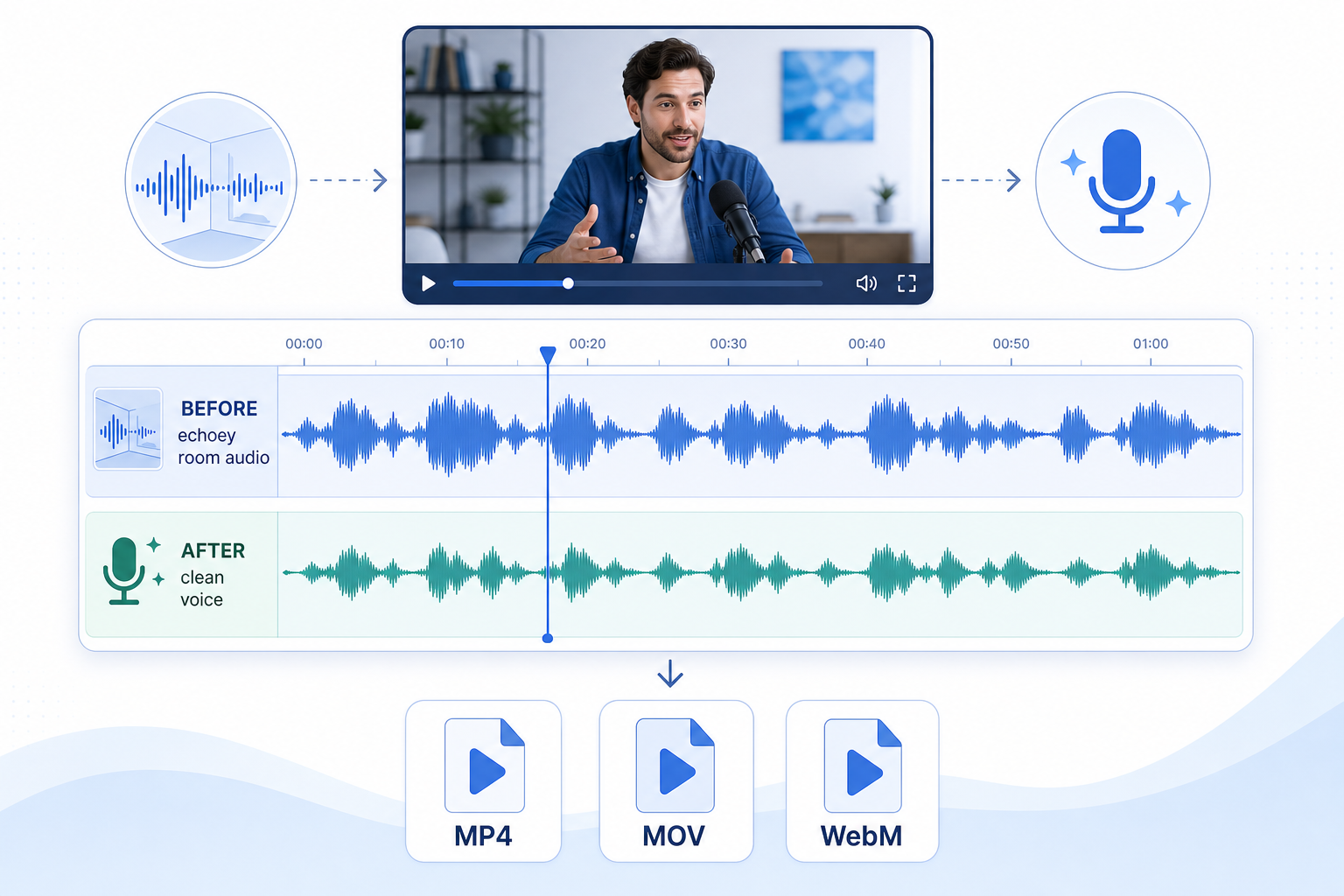 How to Remove Reverb from Video Online: Fix Echoey Room Audio in MP4, MOV, and Screen Recordings