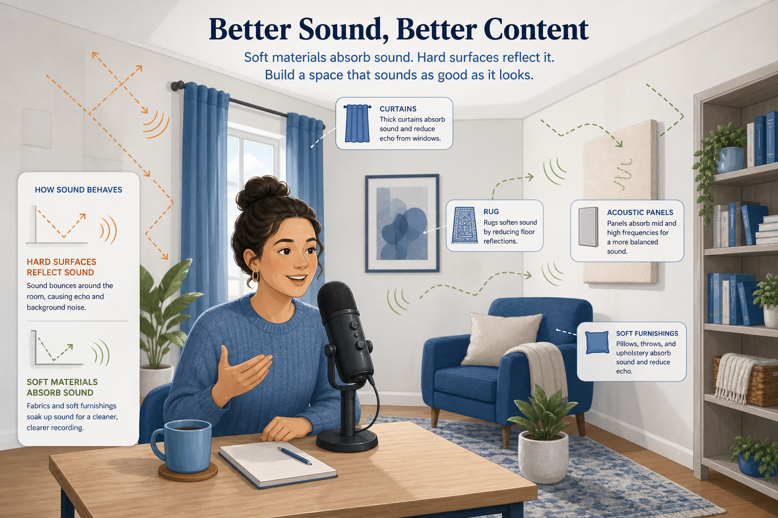Recording setup tips to reduce room echo before filming