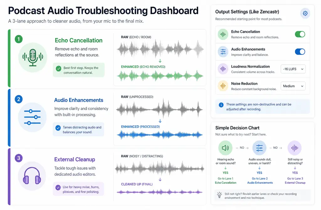 How to Fix Zencastr Noise Reduction Not Working: Echo Cancellation Confusion, Audio Enhancements, and Better Fallbacks